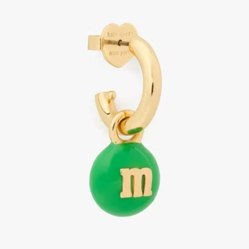 💚▪️Kate Spade▪️ Gold and Green M&M's Charm Huggie Earrings
